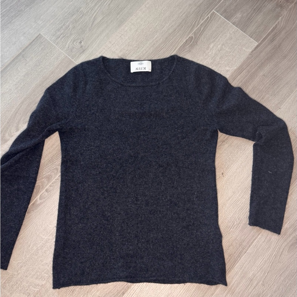 Allude 100% Cashmere Crewneck Sweater Charcoal Gray Women's Sz S